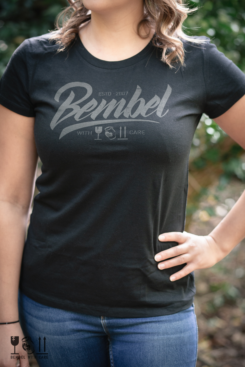 BEMBEL-WITH-CARE Girlie-Shirt Bembel-Schriftzug Großaufnahme, Apfelwein, Cider