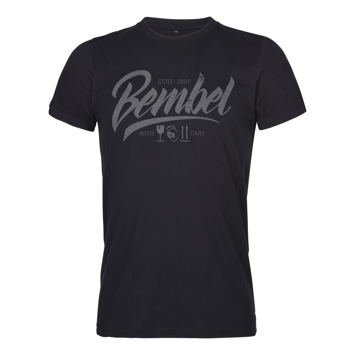 BEMBEL-WITH-CARE T-Shirt Bembel-Schriftzug Produktbild Vorderseite, Apfelwein, Cider, Merchandise
